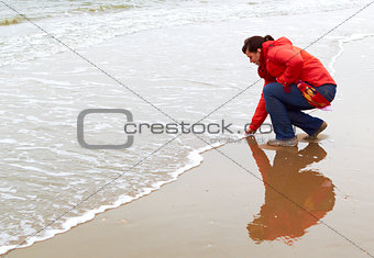woman on sand beach