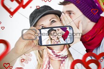 Composite image of valentines couple