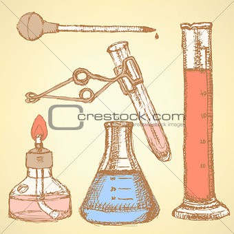 Sketch chemical set  in vintage style