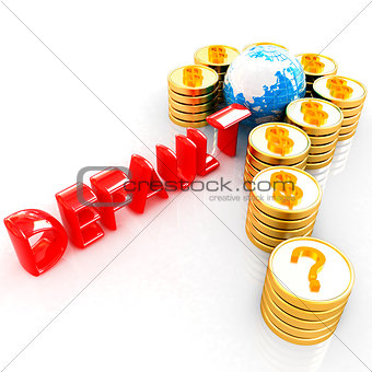 Question mark in the form of gold coins with dollar sign