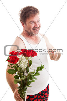 Husband with Valentines Flowers