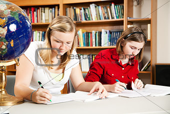 Teen Girls Studying in School