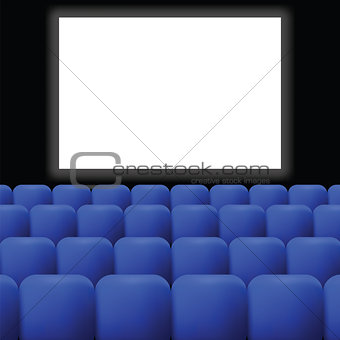 cinema with blue curtain