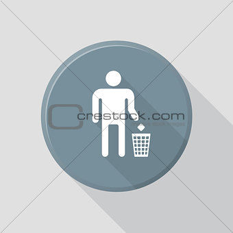 flat style waste sign icon with shadow