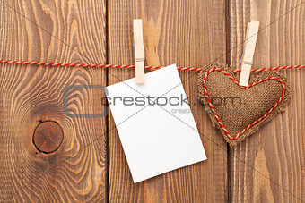 Photo frame or greeting card and handmaded valentines day hearts
