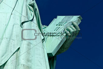 The Statue of Liberty the Detail of Declaration of Independence