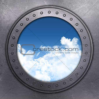 Port Hole looking out onto blue sky