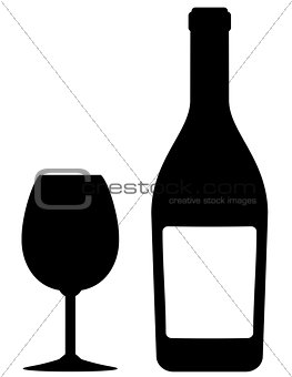 isolated bottle and glass