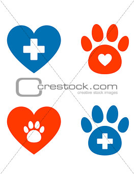 veterinarian icons set