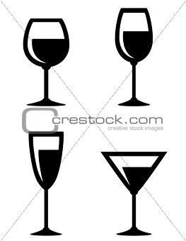 set of isolated wine glasses icons