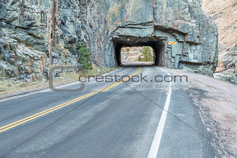 highway tunnel in Rocky Mountains