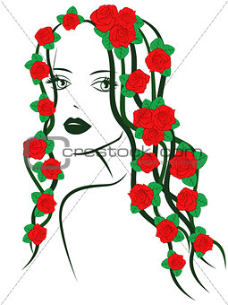 Girl with roses on hair