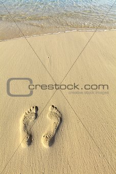 One pair footstep on the beach