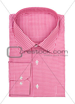 folded stylish shirt in a red square on a white background
