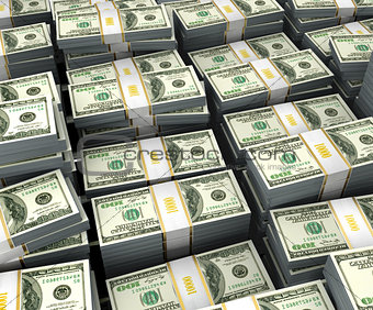illustration of dollars stack over white background