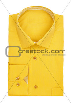 men's yellow shirt on a white background