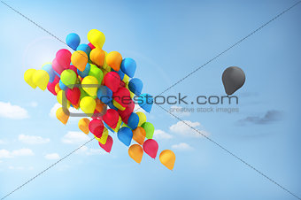 Concept of separations. Discrimination. One balloon is separated