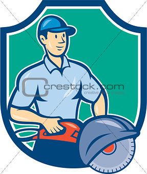 Construction Worker Concrete Saw Consaw Cartoon