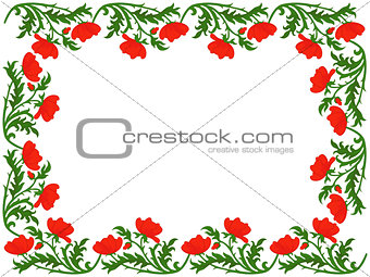 Greeting card with red poppies