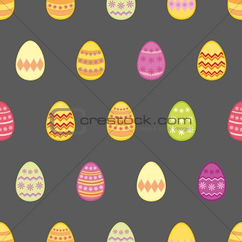 Tile vector pattern with easter eggs on black background