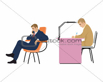 Two young man in office