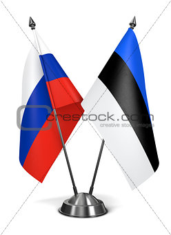 Russia and Estonia  - Miniature Flags.