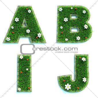 Letters A, B, I, J as Lawn - Set of 3d.