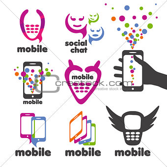 set of vector logos mobile and smartphones