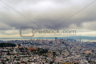 Cloudy sky over San Francisco Downtown