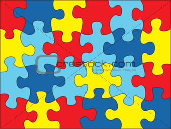 Puzzle Pieces in Autism Awareness Colors Background Illustration