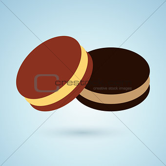 Icon of chocolate cookies with cream filling