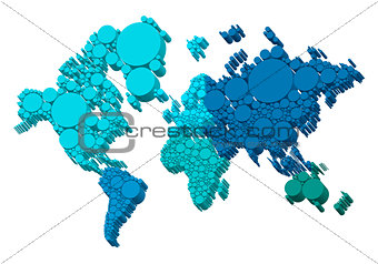 3D world map with dots, vector