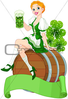 St. Patrick Day girl on the keg 