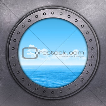 Port Hole looking out onto the ocean
