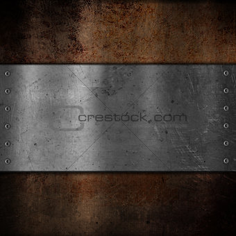 Metal plate on grunge background