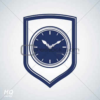 Vector wall clock with an hour hand on dial. Protection shield and high quality timer illustration isolated on white background. EPS8