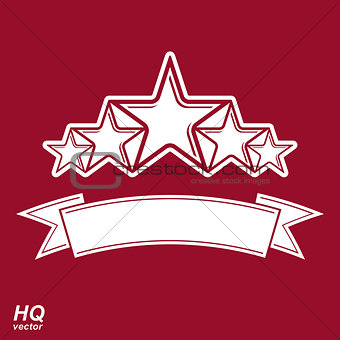 Vector monarch symbol. Festive graphic emblem with five pentagon