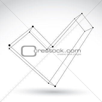 3d mesh monochrome validation sign isolated on white background,