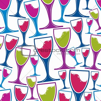 Winery theme seamless pattern, decorative stylish wine goblets. 