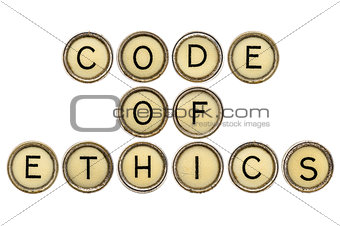 code of ethics in typewriter keys 