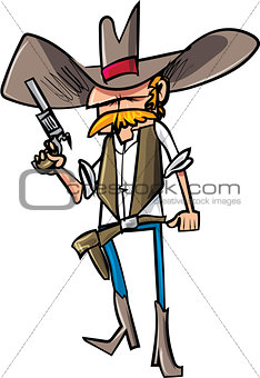 Cartoon cowboy sheriff with gun