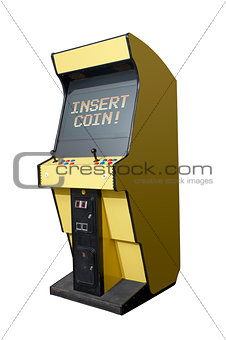 Insert coin on arcade machine