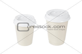 Beige coffee cups isolated