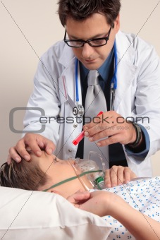 Doctor checking patient eyes