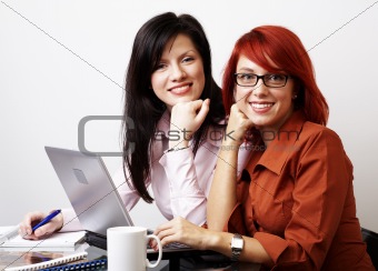 Two businesswomen are working 
