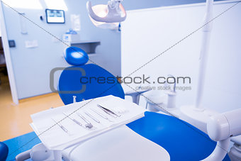 Close up of a dentists chair