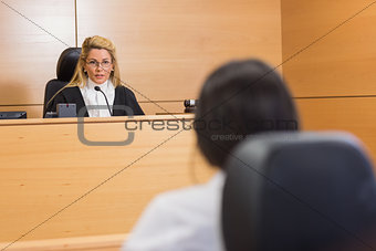 Lawyer listening to the judge