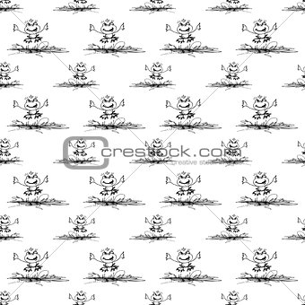 seamless pattern with frog and  butterfly