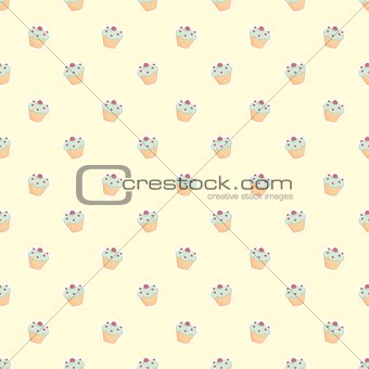 Seamless vector pattern with little cupcakes