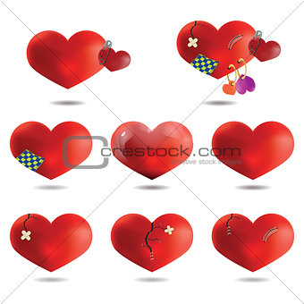 Set icons of hearts, Isolated On White Background, Vector